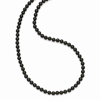 Fashion Majestik 10-11mm Black Imitation Shell Pearl Hand Knotted Slip-On Hand-Knotted Necklace