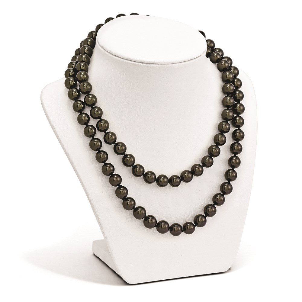 Fashion Majestik 10-11mm Black Imitation Shell Pearl Hand Knotted Slip-On Hand-Knotted Necklace