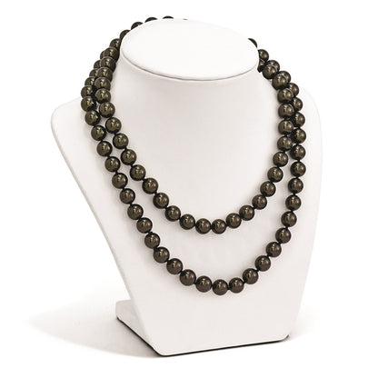 Fashion Majestik 10-11mm Black Imitation Shell Pearl Hand Knotted Slip-On Hand-Knotted Necklace