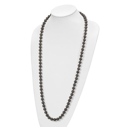 Fashion Majestik 10-11mm Black Imitation Shell Pearl Hand Knotted Slip-On Hand-Knotted Necklace