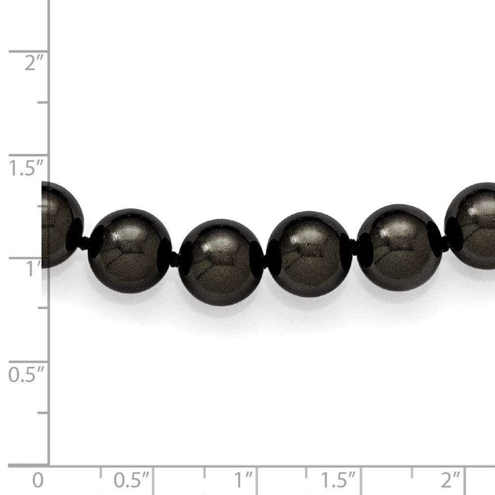 Fashion Majestik 10-11mm Black Imitation Shell Pearl Hand Knotted Slip-On Hand-Knotted Necklace