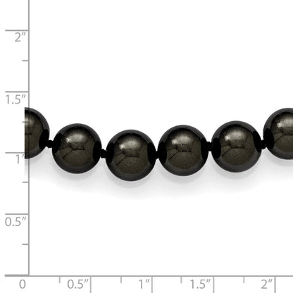 Fashion Majestik 10-11mm Black Imitation Shell Pearl Hand Knotted Slip-On Hand-Knotted Necklace
