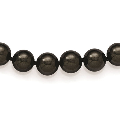 Fashion Majestik 10-11mm Black Imitation Shell Pearl Hand Knotted Slip-On Hand-Knotted Necklace