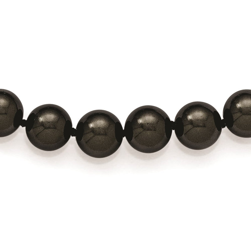 Fashion Majestik 10-11mm Black Imitation Shell Pearl Hand Knotted Slip-On Hand-Knotted Necklace