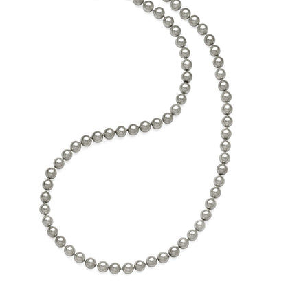 Non Metal Majestik 10-11mm Grey Imitation Shell Pearl Hand Knotted Endless Slip-On Hand-Knotted Necklace
