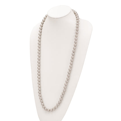Non Metal Majestik 10-11mm Grey Imitation Shell Pearl Hand Knotted Endless Slip-On Hand-Knotted Necklace