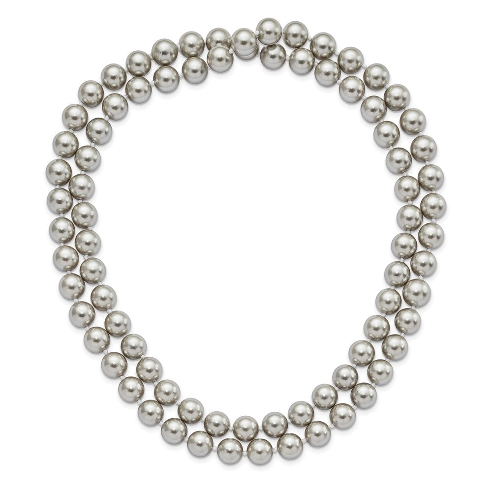 Non Metal Majestik 10-11mm Grey Imitation Shell Pearl Hand Knotted Endless Slip-On Hand-Knotted Necklace