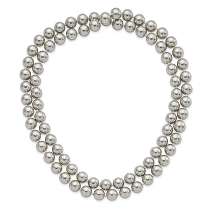 Non Metal Majestik 10-11mm Grey Imitation Shell Pearl Hand Knotted Endless Slip-On Hand-Knotted Necklace