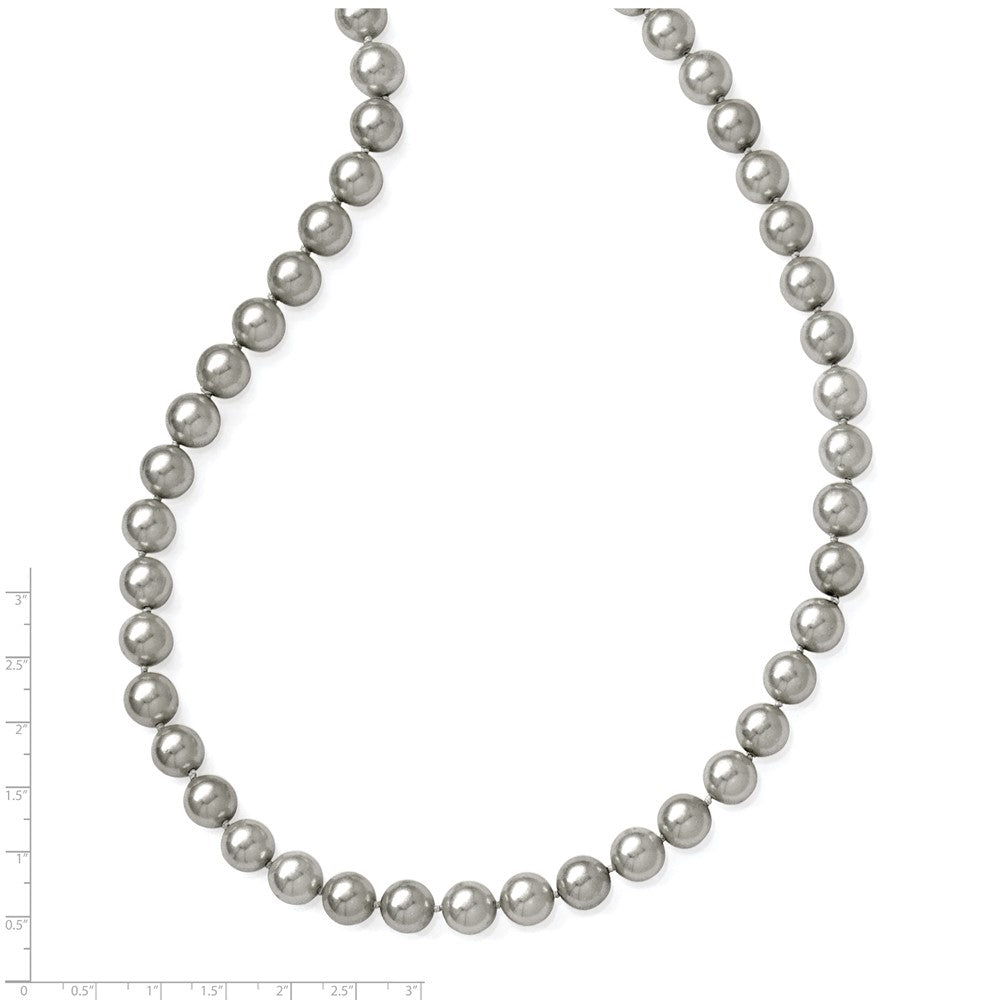 Non Metal Majestik 10-11mm Grey Imitation Shell Pearl Hand Knotted Endless Slip-On Hand-Knotted Necklace