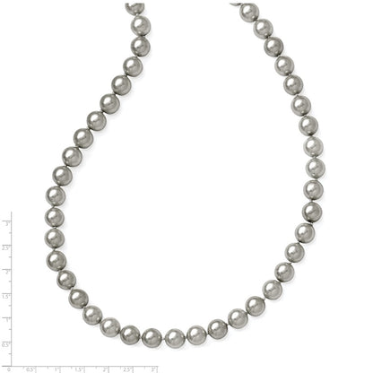 Non Metal Majestik 10-11mm Grey Imitation Shell Pearl Hand Knotted Endless Slip-On Hand-Knotted Necklace