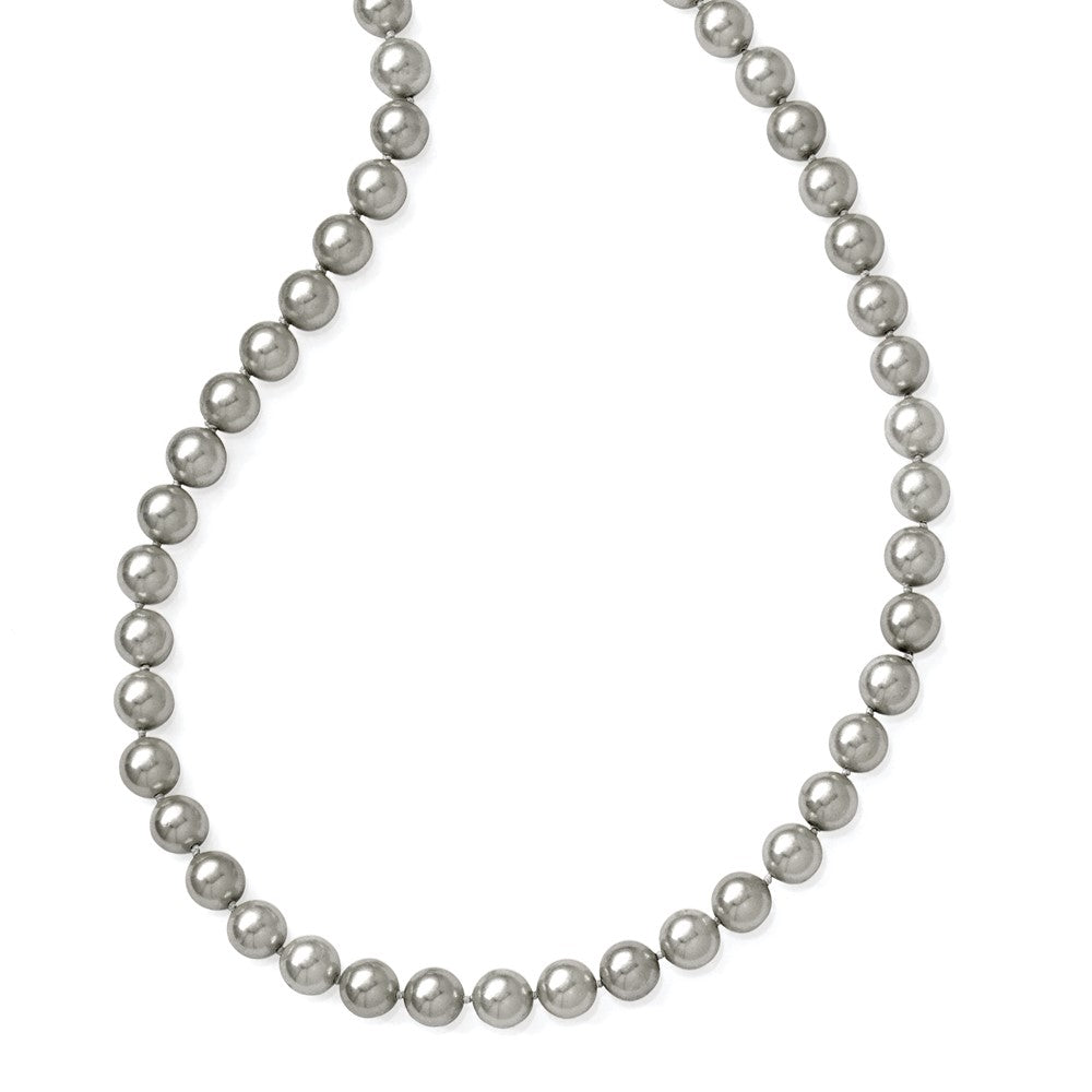 Non Metal Majestik 10-11mm Grey Imitation Shell Pearl Hand Knotted Endless Slip-On Hand-Knotted Necklace