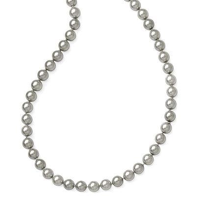 Non Metal Majestik 10-11mm Grey Imitation Shell Pearl Hand Knotted Endless Slip-On Hand-Knotted Necklace