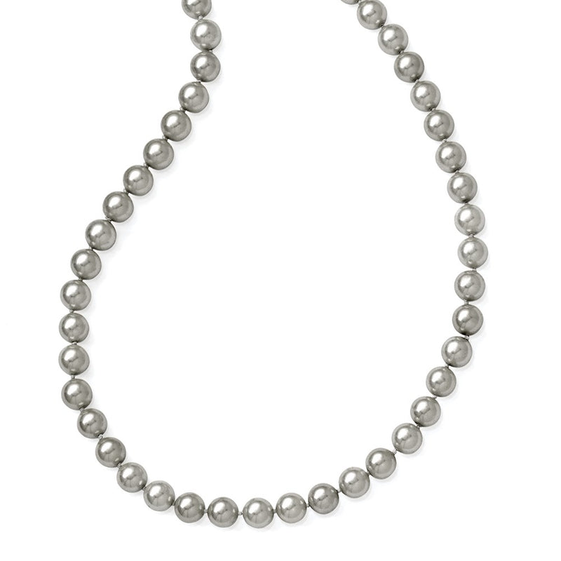 Non Metal Majestik 10-11mm Grey Imitation Shell Pearl Hand Knotted Endless Slip-On Hand-Knotted Necklace