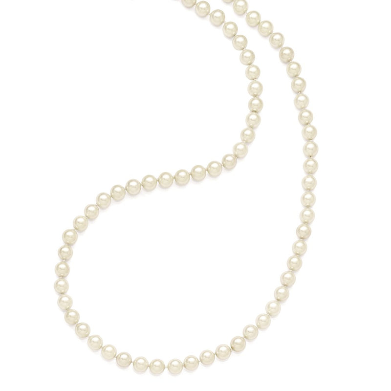 Fashion Majestik 10-11mm White Imitation Shell Pearl Hand-Knotted Slip-On Necklace