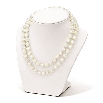 Fashion Majestik 10-11mm White Imitation Shell Pearl Hand-Knotted Slip-On Necklace