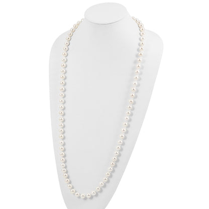 Fashion Majestik 10-11mm White Imitation Shell Pearl Hand-Knotted Slip-On Necklace