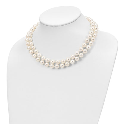 Fashion Majestik 10-11mm White Imitation Shell Pearl Hand-Knotted Slip-On Necklace