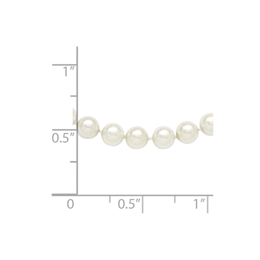 Fashion Majestik 10-11mm White Imitation Shell Pearl Hand-Knotted Slip-On Necklace