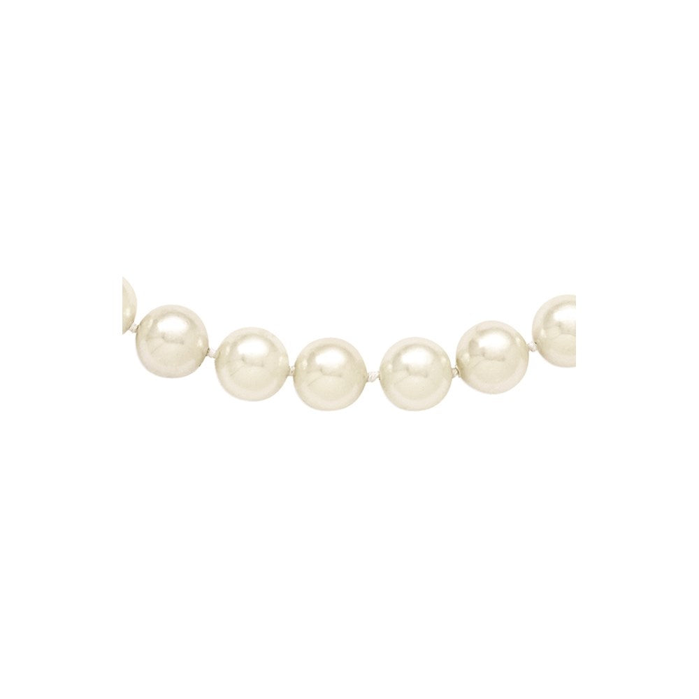 Fashion Majestik 10-11mm White Imitation Shell Pearl Hand-Knotted Slip-On Necklace