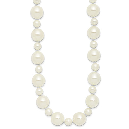 Fashion Majestik 7 And 12mm White Imitation Shell Pearl Hand-Knotted Slip-On Necklace