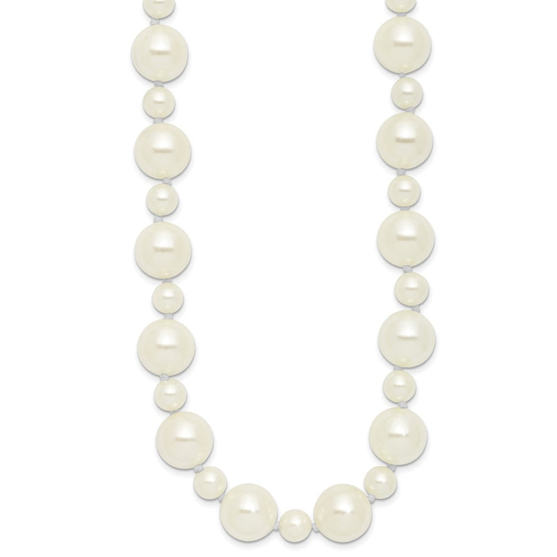Fashion Majestik 7 And 12mm White Imitation Shell Pearl Hand-Knotted Slip-On Necklace