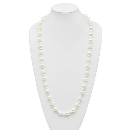 Fashion Majestik 7 And 12mm White Imitation Shell Pearl Hand-Knotted Slip-On Necklace