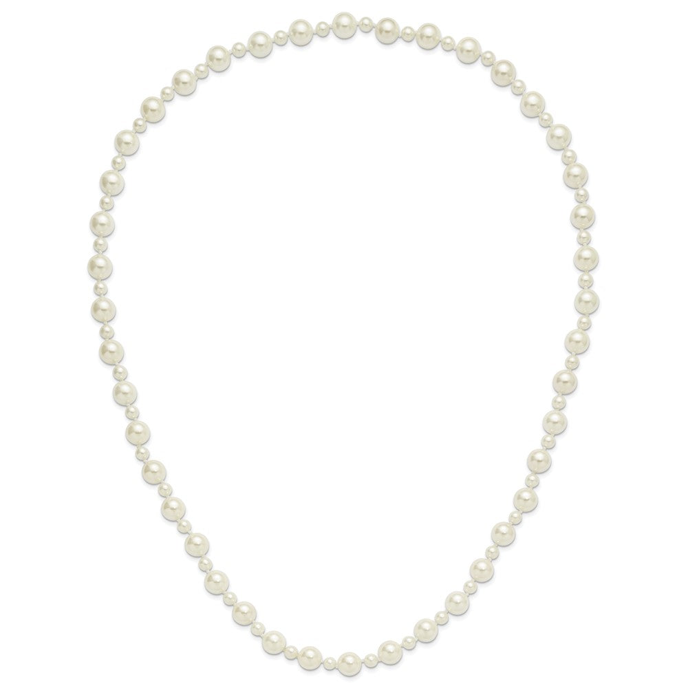 Fashion Majestik 7 And 12mm White Imitation Shell Pearl Hand-Knotted Slip-On Necklace