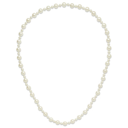 Fashion Majestik 7 And 12mm White Imitation Shell Pearl Hand-Knotted Slip-On Necklace