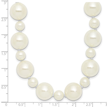 Fashion Majestik 7 And 12mm White Imitation Shell Pearl Hand-Knotted Slip-On Necklace