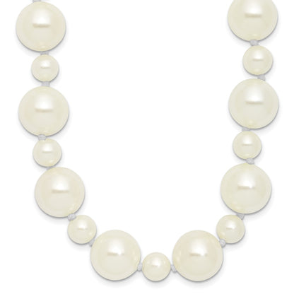 Fashion Majestik 7 And 12mm White Imitation Shell Pearl Hand-Knotted Slip-On Necklace