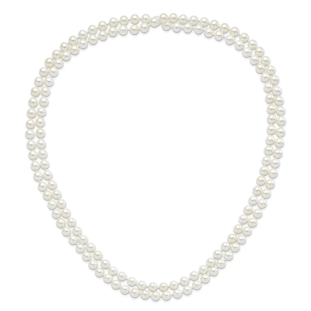 Fashion Majestik 8-9mm White Imitation Shell Pearl Hand-Knotted Endless Slip-On Necklace