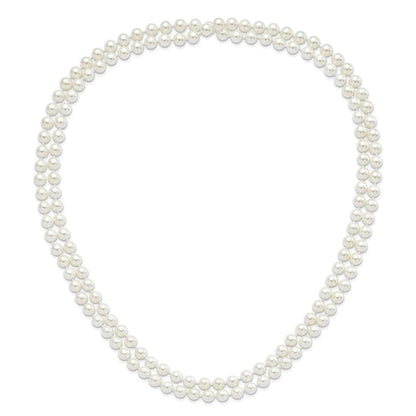 Fashion Majestik 8-9mm White Imitation Shell Pearl Hand-Knotted Endless Slip-On Necklace