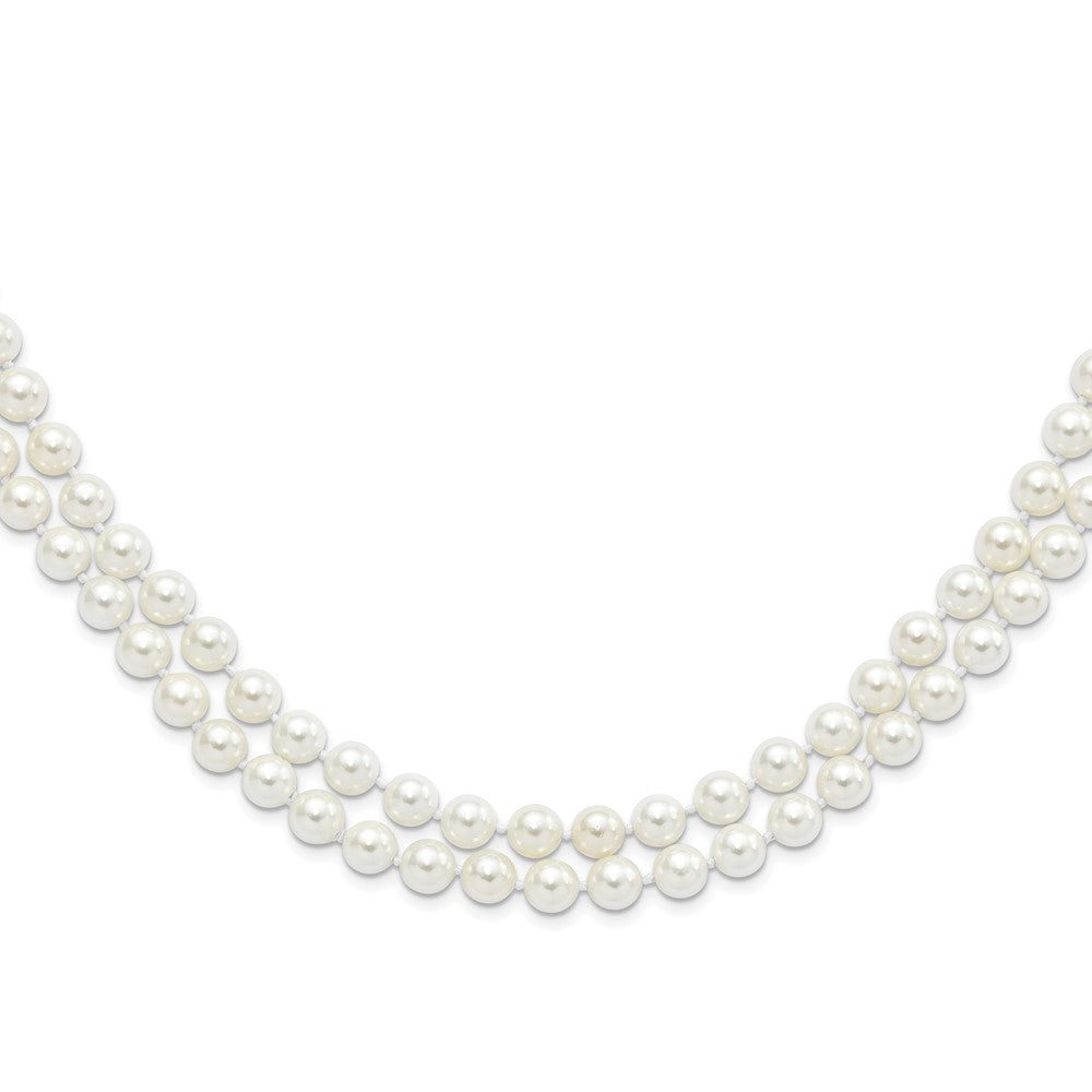 Fashion Majestik 8-9mm White Imitation Shell Pearl Hand-Knotted Endless Slip-On Necklace