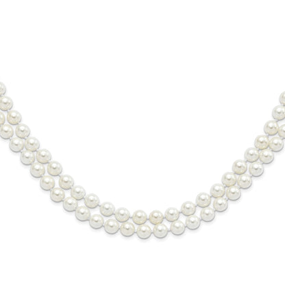 Fashion Majestik 8-9mm White Imitation Shell Pearl Hand-Knotted Endless Slip-On Necklace