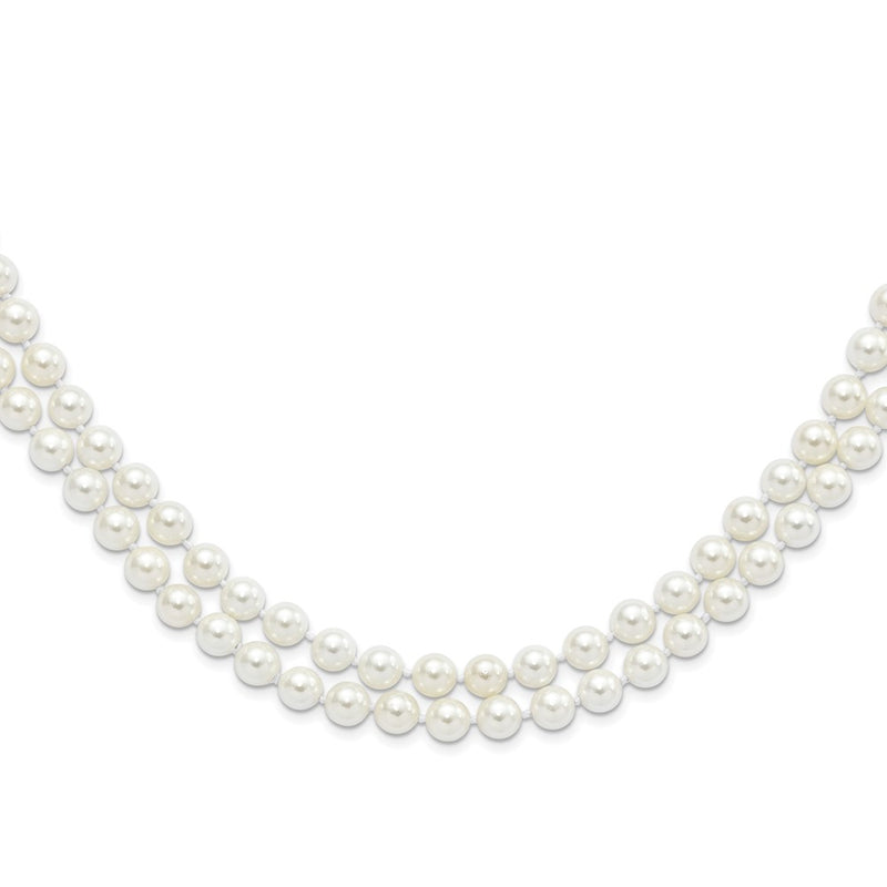 Fashion Majestik 8-9mm White Imitation Shell Pearl Hand-Knotted Endless Slip-On Necklace