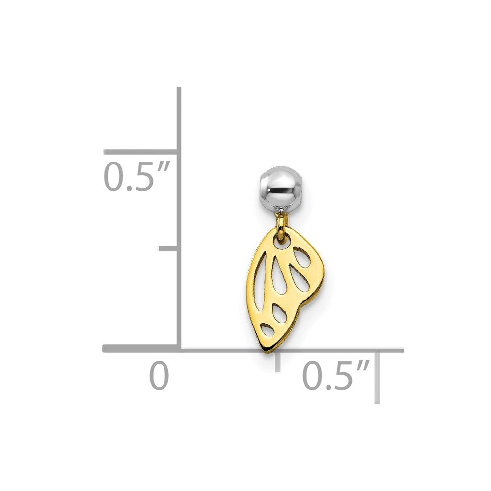 Sterling Silver Mio Memento Rhodium-Plated Gold-Tone Dangle Wing Charm