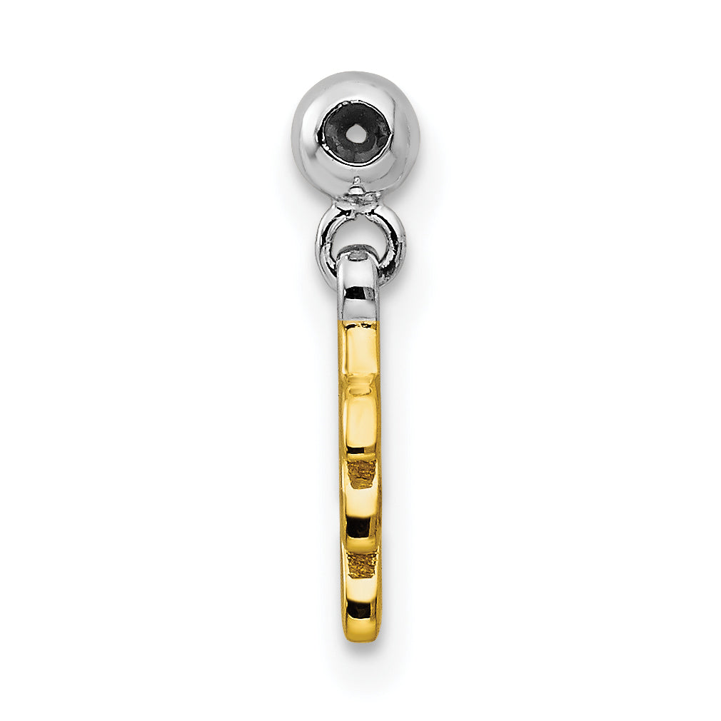Sterling Silver Mio Memento Rhodium-Plated Gold-Tone Dangle Leave Charm