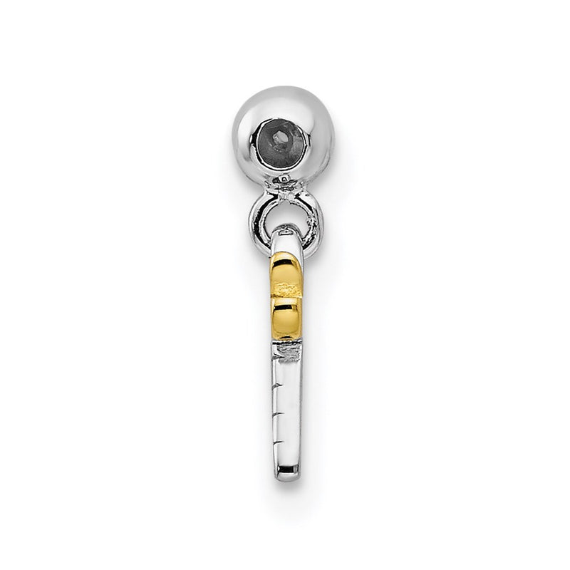 Sterling Silver Mio Memento Rhodium-Plated Gold-Tone Cz Dragonfly Charm
