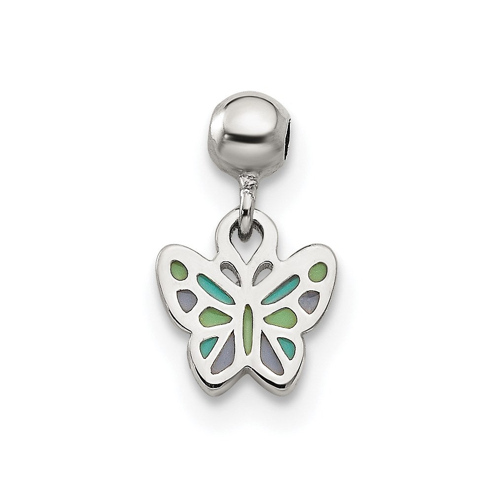 Sterling Silver Mio Memento Enamel Dangle Butterfly Charm