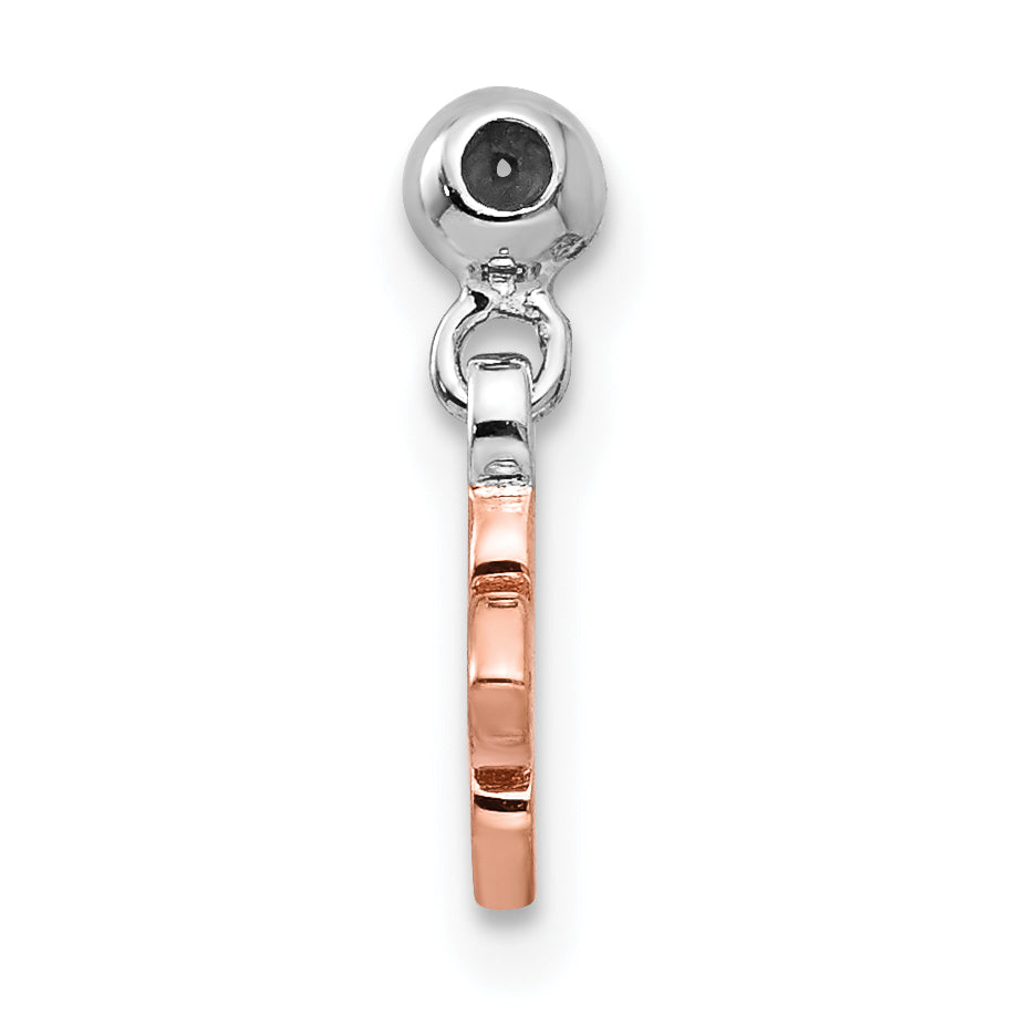 Sterling Silver Mio Memento Rhodium-Plated Rose-Tone Cz Flower Charm