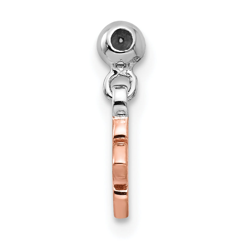 Sterling Silver Mio Memento Rhodium-Plated Rose-Tone Cz Flower Charm