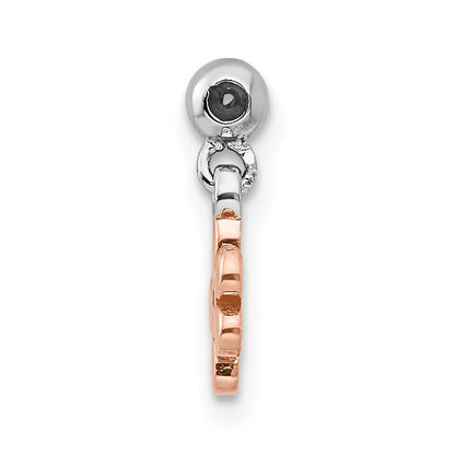 Sterling Silver Mio Memento Rhodium-Plated Rose-Tone Cz Flower Charm