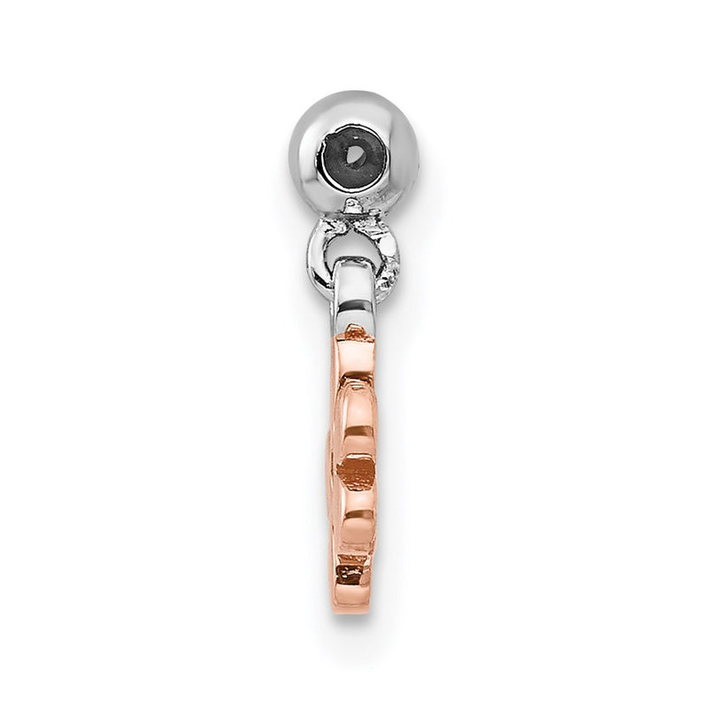 Sterling Silver Mio Memento Rhodium-Plated Rose-Tone Cz Flower Charm