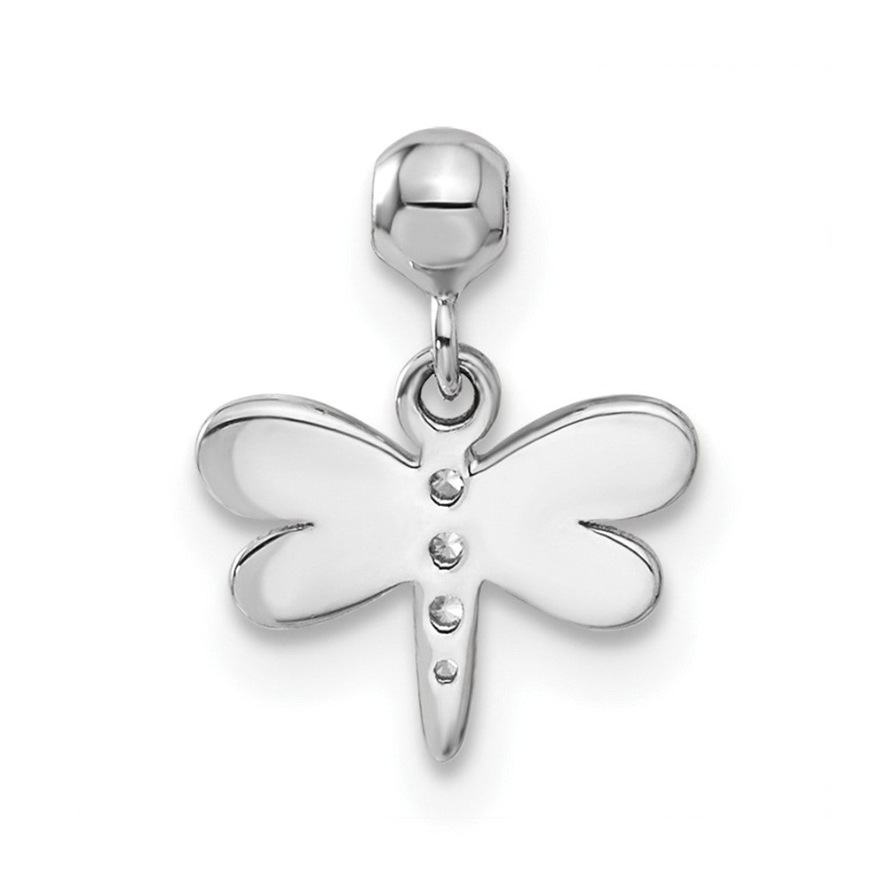 Sterling Silver Mio Memento Enamel Cz Dangle Dragonfly Charm