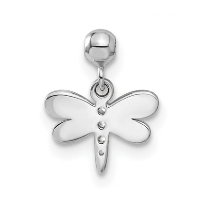Sterling Silver Mio Memento Enamel Cz Dangle Dragonfly Charm