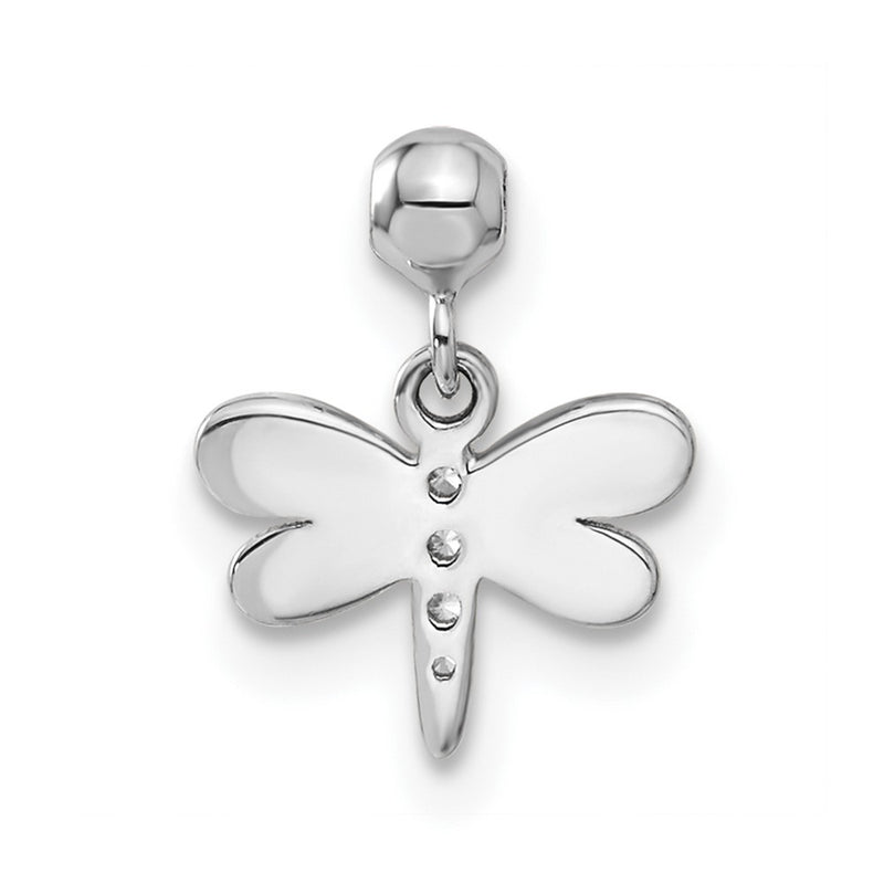 Sterling Silver Mio Memento Enamel Cz Dangle Dragonfly Charm