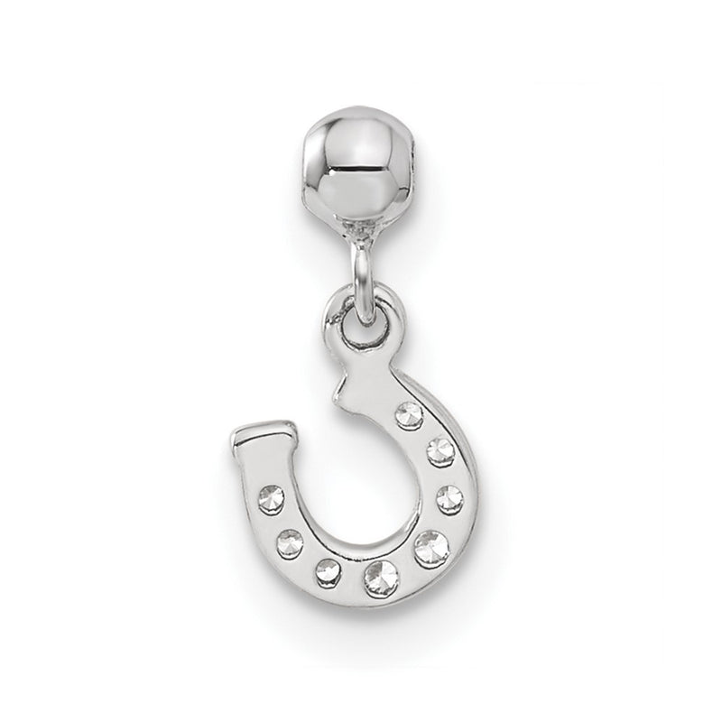 Sterling Silver Mio Memento Cz Dangle Horseshoe Charm