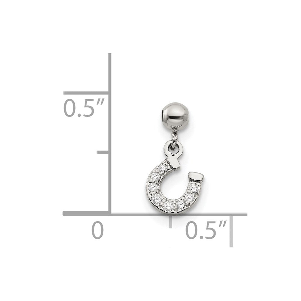 Sterling Silver Mio Memento Cz Dangle Horseshoe Charm