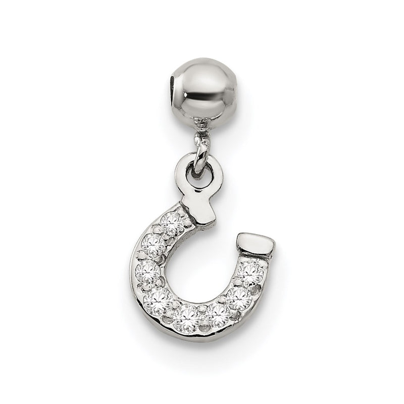 Sterling Silver Mio Memento Cz Dangle Horseshoe Charm