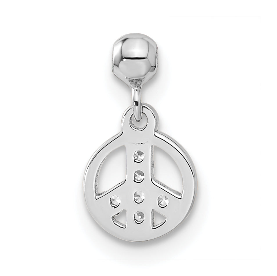 Sterling Silver Mio Memento Cz Dangle Peace Charm